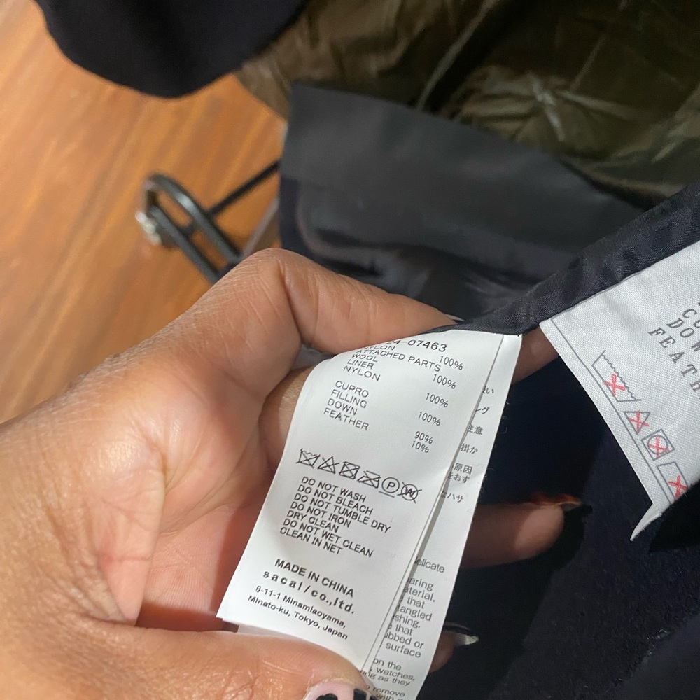 Sacai Olive and Black Puffer Jacket sz 4 UNISEX - Picture 7 of 13
